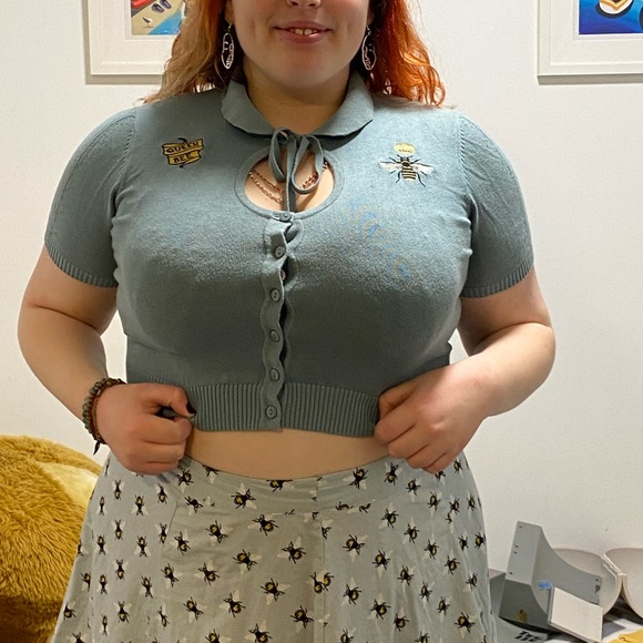 Brand - Dangerfield | Colour - Blue with bees | Size - 16 (for skirt and top) - Picture 2 of 5